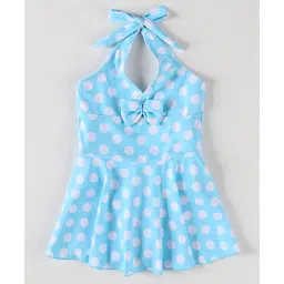 Mark & Mia Sleeveless Frock Swimsuit With Bow Applique - Light Blue-picture-12