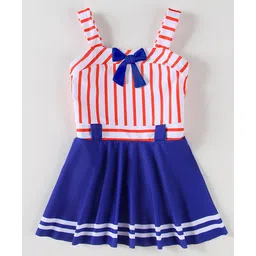 Mark & Mia Sleeveless Frock Swimsuit With Stripes - Blue & Red-picture-19