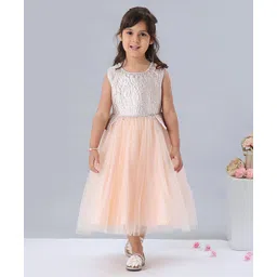 Mark & Mia Sleeveless Frock with Textured Shimmer Bodice - Peach Silver-picture-18