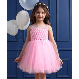 Mark & Mia Sleeveless Shimmered Party Frock with Floral Applique - Pink-picture-12
