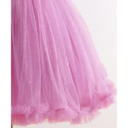 Mark & Mia Sleeveless Shimmered Party Frock with Floral Embroidery & Frill Detailing - Pink image 5