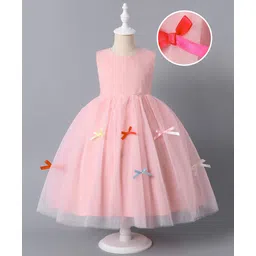 Mark & Mia Sleeveless Solid Color Party Dress with Bow Applique - Pink-picture-23
