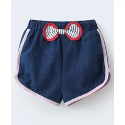 Mark & Mia Solid Denim Shorts With Bow Applique - Navy Blue-picture-20