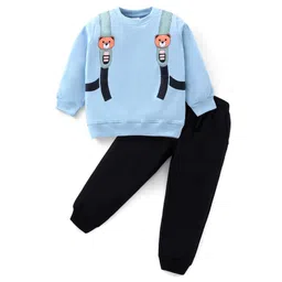 Mark & Mia Terry Knit Full Sleeves Winter Wear Suit With Backpack Print - Light Blue-picture-29