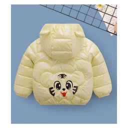 Mark & Mia Woven Full Sleeves Hooded Padded Jacket With Animal Print & Ear Applique - Yellow image 2
