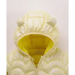 Mark & Mia Woven Full Sleeves Hooded Padded Jacket With Animal Print & Ear Applique - Yellow image 3