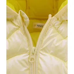 Mark & Mia Woven Full Sleeves Hooded Padded Jacket With Animal Print & Ear Applique - Yellow image 4