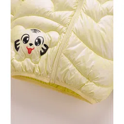 Mark & Mia Woven Full Sleeves Hooded Padded Jacket With Animal Print & Ear Applique - Yellow image 5