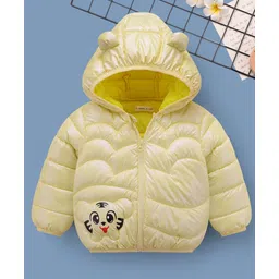 Mark & Mia Woven Full Sleeves Hooded Padded Jacket With Animal Print & Ear Applique - Yellow-picture-14
