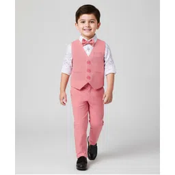 Mark & Mia Woven Full Sleeves Printed 3 Piece Party Suit with Bow - Pink-picture-28