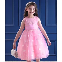 Mark & Mia Woven Sleeveless Mesh Party Dress with Floral Design & Shimmer - Pink-picture-17