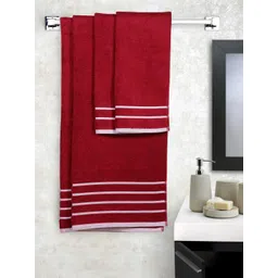MARK HOME Set of 4  Cotton Navy Maroon 500 GSM Zero Twist Anti Microbial Treated Towels-picture-38