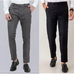 Pack of 2 Men Regular Fit Multicolor Cotton Blend Trousers-image-10