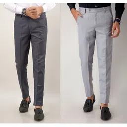 Pack of 2 Men Regular Fit Multicolor Cotton Blend Trousers-image-9