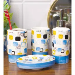 market 99 Multicolour Ceramic Pack of 4 : Soap Dispenser,Tooth Brush Holder,Tumbler, N Soap Dish-picture-11