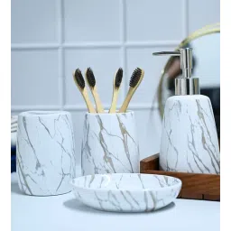 market 99 White Ceramic Bathroom Set Of 4-picture-10