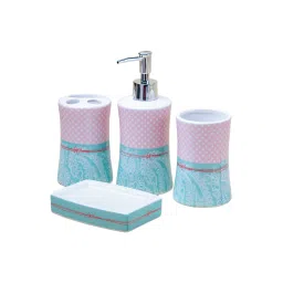 market 99 Pink Ceramic Pack of 4 : Soap Dispenser,Tooth Brush Holder,Tumbler, N Soap Dish image 2
