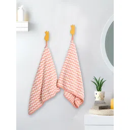 MARKET99 2Pcs Pink & White Striped Hand Towels-picture-35