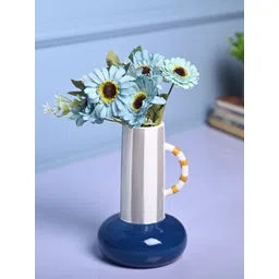 MARKET99 Blue & Grey Cylindrical Shaped Ceramic Vase-picture-25