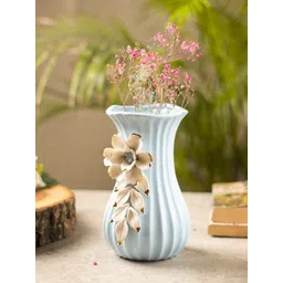 MARKET99 Blue & White Textured Ceramic Flower Vase-picture-27