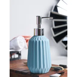 MARKET99 Blue Ribbed Ceramic Soap Dispenser - 320 ML-picture-20
