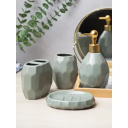 MARKET99 Green Textured Bath Accessories Set-picture-49