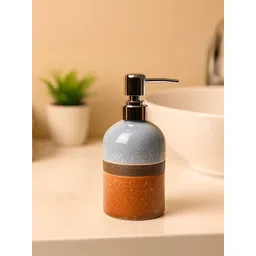 MARKET99 Grey & Orange Abstract Glossy Ceramic Soap Dispenser-picture-23