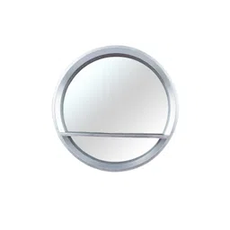 MARKET99 Grey Solid Round Wall Mirror image 2
