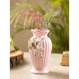 MARKET99 Pink & White Textured Ceramic Flower Vase-picture-21