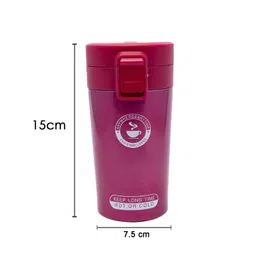 MARKET99 Red & White Printed Stainless Steel Glossy Travel Mug with Lid image 4