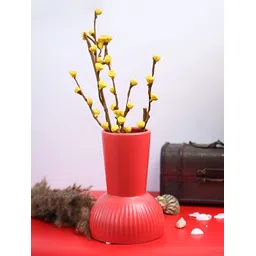 MARKET99 Red Ribbed Ceramic Vase-picture-18