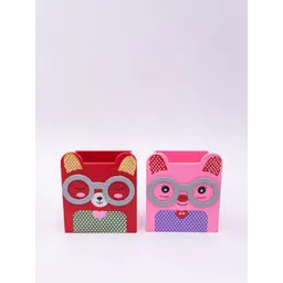 MARKET99 Set Of 2 Pink & Red Printed Pen Cases-picture-28