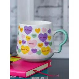 MARKET99 White & Pink Printed Ceramic Glossy Mug 400ml-picture-33