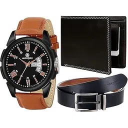 markques Day & Date Men's Watch, Leather Wallet and Belt 3 in 1 Combo Gift Set for Men and Boys (IND-770104-SPT-01-EXE-01)-picture-11