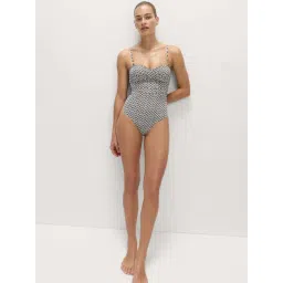 Marks & Spencer Black Tummy Control Printed Padded Bandeau Swimsuit-picture-47