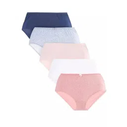 Marks & Spencer Blue 5pk Cotton Lycra High Rise Shorts-picture-40