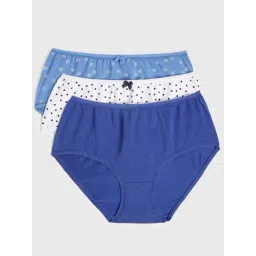 Marks & Spencer Blue & White 3PK Cotton Blend Briefs-picture-22