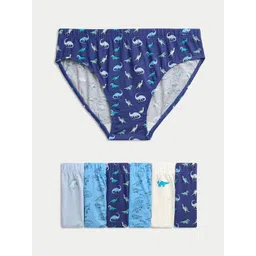 Marks & Spencer Boys Pack Of 7 Assorted Pure Cotton Mid-Rise Basic Briefs T715844DMULTI-picture-55
