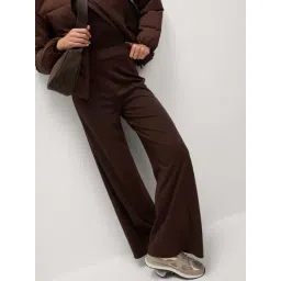 Marks & Spencer Brown Jersey Wide Leg Trousers with Stretch-picture-46