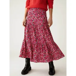 Marks & Spencer Floral Printed A-Line Midi Skirt-picture-32