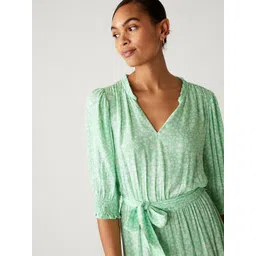 Marks & Spencer Floral Printed Puff Sleeve Tiered A-Line Midi Dress image 2