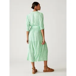 Marks & Spencer Floral Printed Puff Sleeve Tiered A-Line Midi Dress image 3