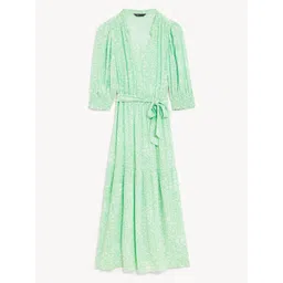 Marks & Spencer Floral Printed Puff Sleeve Tiered A-Line Midi Dress image 5