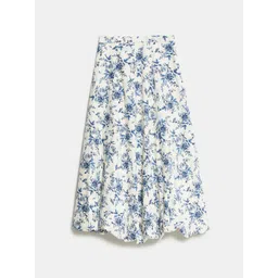 Marks & Spencer Floral Printed Pure Cotton Flared Casual Skirt-picture-20