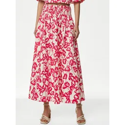 Marks & Spencer Floral Printed Pure Cotton Flared Maxi Skirt-picture-30