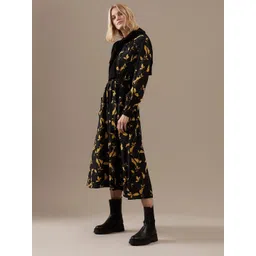 Marks & Spencer Floral Printed Tie-Up Neck Fit & Flare Midi Dress-picture-23