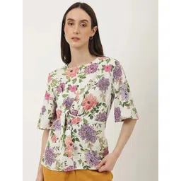 Marks & Spencer Floral Printed Tie-Up Waist Linen Top-picture-18