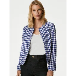Marks & Spencer Geometric Self Design Open Front Jacket-picture-36