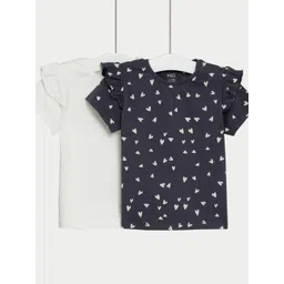 Marks & Spencer Girls 2 Printed V-Neck Applique T-shirt-picture-37