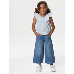 Marks & Spencer Girls Flutter Sleeve Cotton Regular Top-picture-35